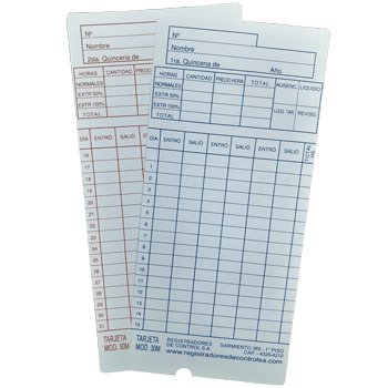 PACK DE TARJETAS PARA CONTROL DE PERSONAL RDC 30M